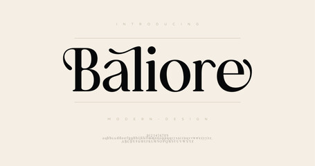 Baliore typography beauty fashion elegant minimalist serif italic fonts decorative wedding vintage retro logos. Minimal luxury font alphabet logo. Vector illustration
