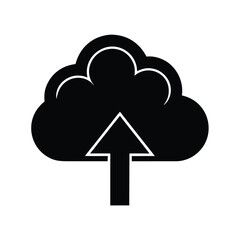 Silhouette cloud upload icon with outline symbol technology