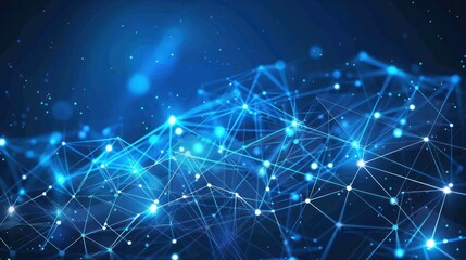 Abstract network of interconnected points and lines in deep blue (2)