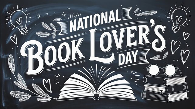 National Book Lovers Day, Book lover day, Happy national book lovers day chalk art for bookworms and bibliophiles - Powered by Adobe