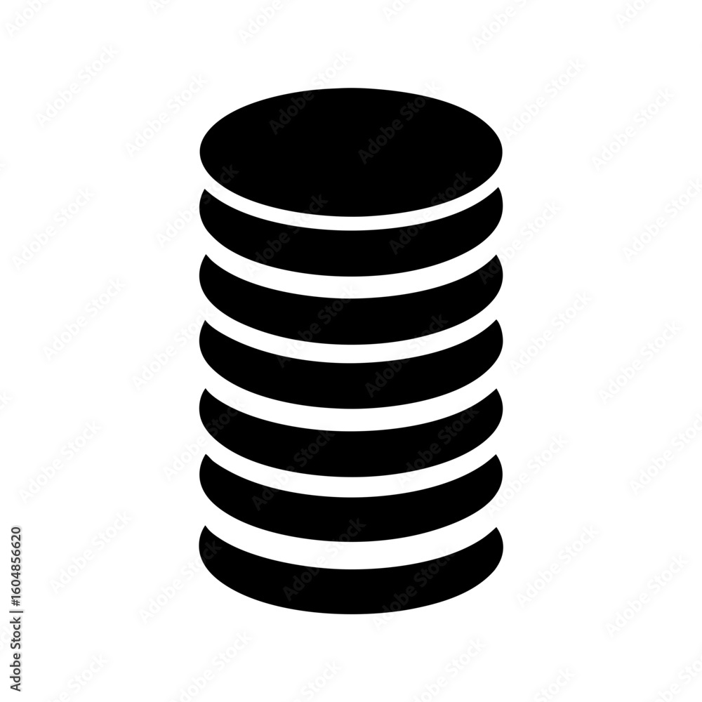Poster a stack of round objects, resembling coins or data storage units