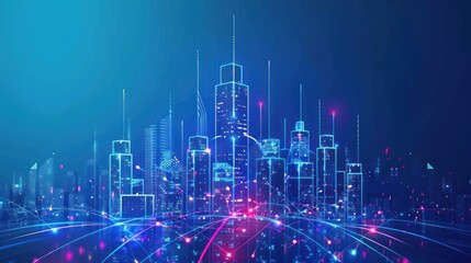 Obraz premium Futuristic city skyline illustration