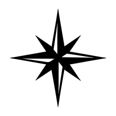 A graphical representation of an eight pointed star in black color