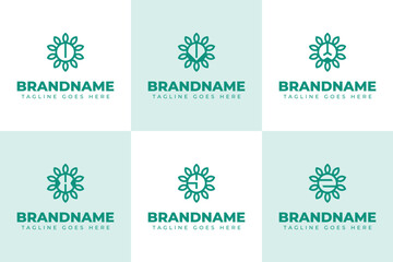 Letter U V W X Y Z Nature Logo Set, symbolizing growth, harmony, and sustainability