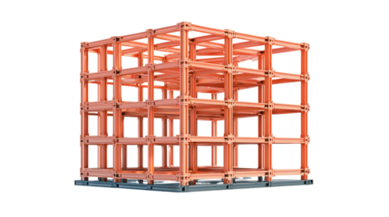 Building Frame Icon: Icon of a building frame, representing the structural skeleton of a building, isolated on a Transparent background, PNG file.