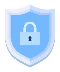 Shield with blue padlock icon protection concept