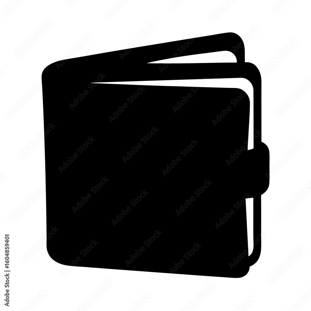 Poster simple black wallet icon with visible layers and a closing strap