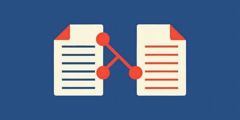 Two documents compared with red arrows isolated on white background