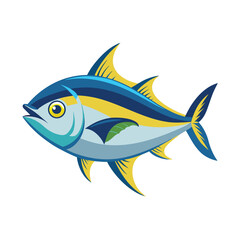 Vibrant amberjack fish illustration realistic marine life aquatic animal ocean dweller seafood ingredient isolated on white background