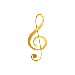 treble clef made of golden wire floating isolated