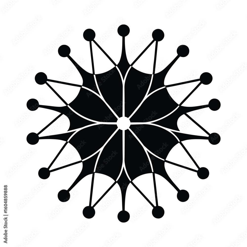 Poster abstract geometric radial pattern with connecting lines circles connection