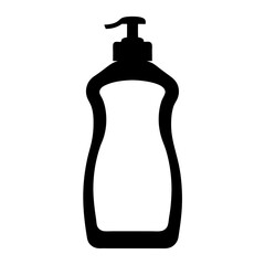 Stylized black and white illustration of a soap dispenser with a pump