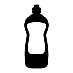 Black silhouette of a bottle used for dish soap or similar liquids