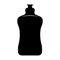Dish Soap Bottle Silhouette for Cleaning Icons, Black silhouette of a dishwashing liquid bottle, commonly used in household cleaning and sanitation-related visuals or infographics.
