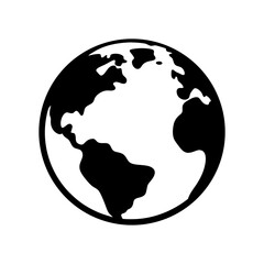 Stylized monochrome depiction of the Earth showing the Americas and Atlantic Ocean © PixelArtBox