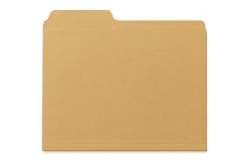 Manila folder sitting closed against transparent surface, representing document storage and filing organization system