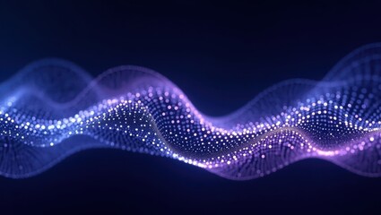 Abstract design of a flowing, wavy pattern of glowing points.