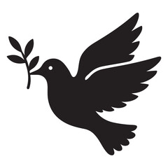 Obraz premium Peaceful Dove Bearing Plant Stem in Beak