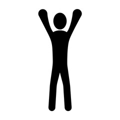 Silhouette of a person celebrating with arms raised in the air triumphantly