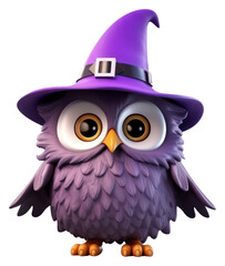 Fototapeta premium PNG Cute purple owl wizard