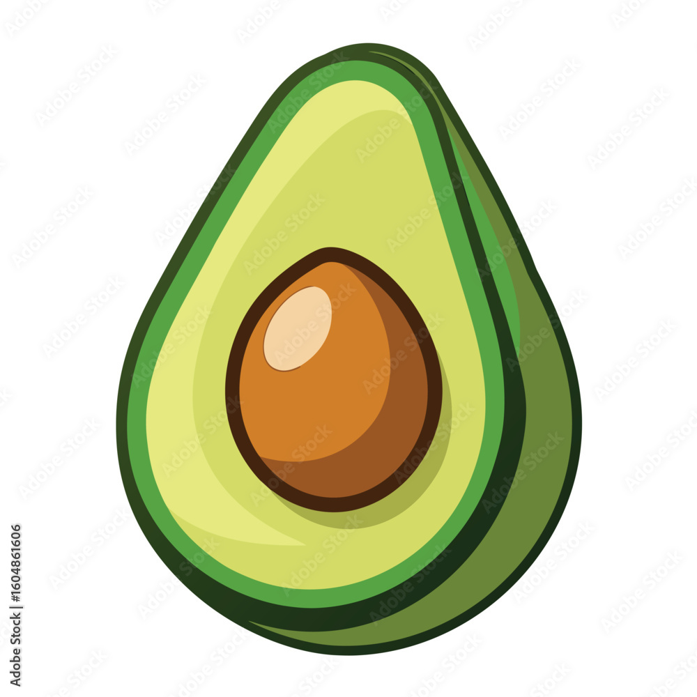 Poster vibrant green avocado illustration with a smooth texture isolated on a clean white background for ve