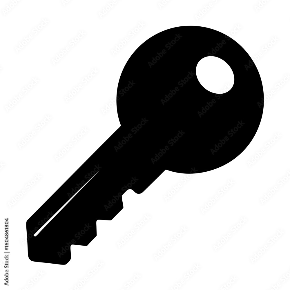 Poster black silhouette of a generic key representing security and unlocking potential