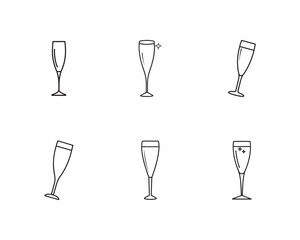 Elegant Champagne Flute Line Art Seamless Pattern for Celebrations and Special Occasions Vector Design Template