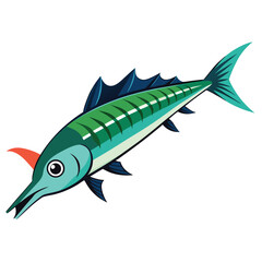 Striking barracuda fish silhouette illustration a powerful predator captured in a clean minimalist vector design isolated on white background