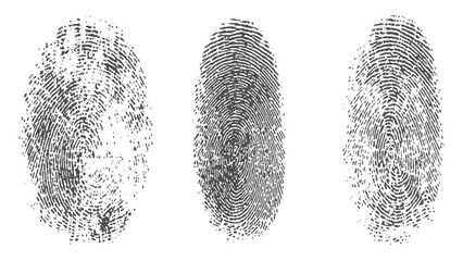 Minimal fingerprint icon set in modern monochrome vector style. Biometric fingerprint vector symbols set for tech design elements. 