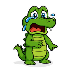 crocodile cartoon sad crying alligator mascot illustrations