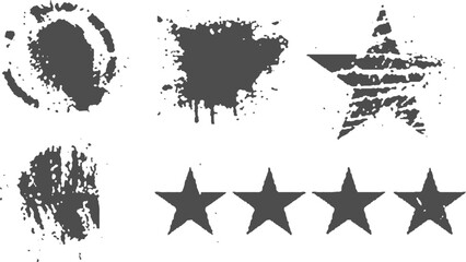 Obraz premium Handmade star brush texture with grunge spray paint elements. Spray painted star brush strokes with grunge hand drawn details. 