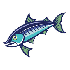 Detailed illustration of a barracuda fish a predatory marine animal presented as a clean vector graphic isolated on white background
