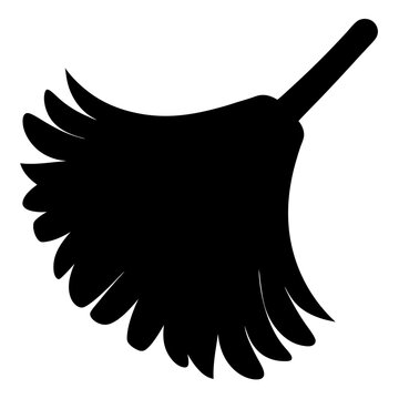 Elegant black silhouette of a feather duster for cleaning and dusting