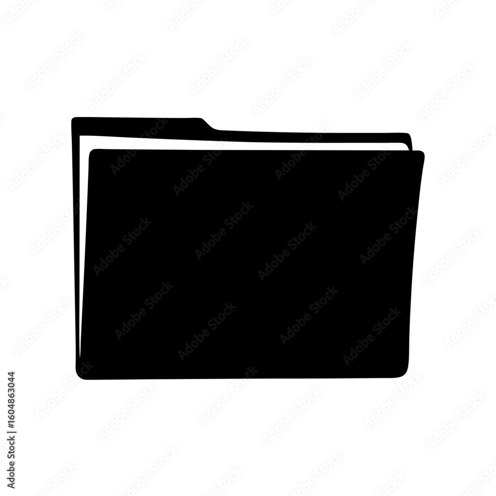 Poster black silhouette of an open file folder used to store documents