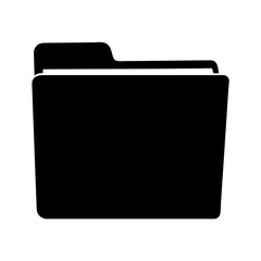 Silhouette of File Folder Icon for Documents, Black silhouette of a standard file folder, commonly used to represent files, documents, storage, or organization in digital interfaces.
