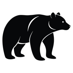 A bold black bear silhouette a powerful wild animal presented cleanly isolated on white background for versatile design use