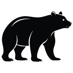 Majestic bear silhouette facing right a powerful wild animal graphic isolated on white background