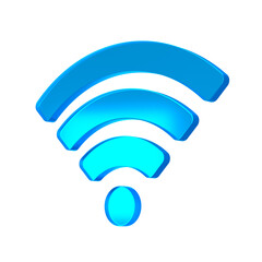 3D Blue WiFi Icon Symbol - Wireless Internet Connection Logo with Gradient Effect