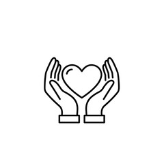 Obraz premium Vector icon of hands holding a heart, symbolizing care, love, and support