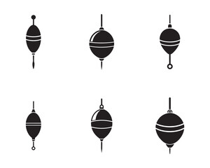 Fishing Bobber Icons and Designs for Recreational Angling and Fishing Gear Black and White Illustration