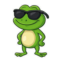 Frog Cartoon Mascot Cute Cool Frog Illustrations