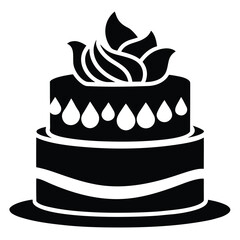 Elegant cake silhouette with delicate frosting details perfect for celebrations isolated on white background