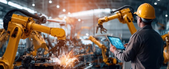 The automation of industrial processes with advanced robotic technology and skilled workers.