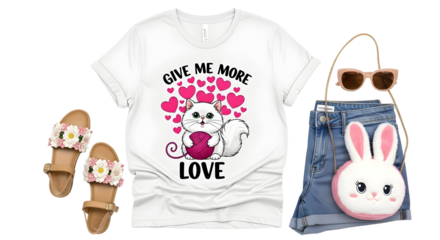 Cute Pink Bear T-Shirt with Accessories