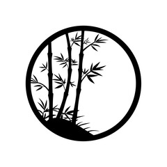 Bamboo tree silhouette, Asian style vector