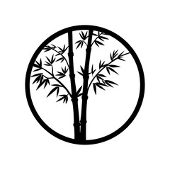 Bamboo tree silhouette, Asian style vector