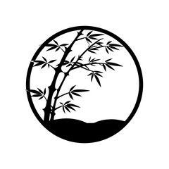Bamboo tree silhouette, Asian style vector