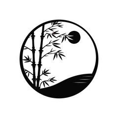 Bamboo tree silhouette, Asian style vector