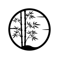 Bamboo tree silhouette, Asian style vector