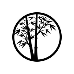 Bamboo tree silhouette, Asian style vector